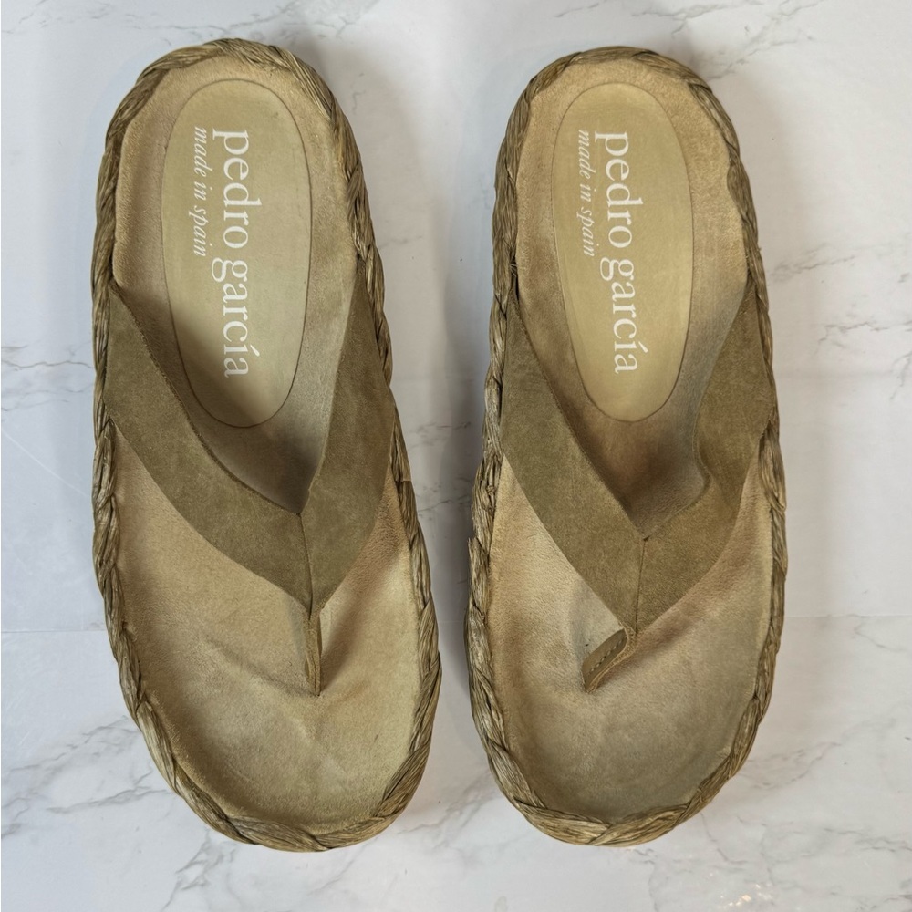 Pedro Garcia Raffia‎ Tan Sandals Woven Fitflops Size 39/9